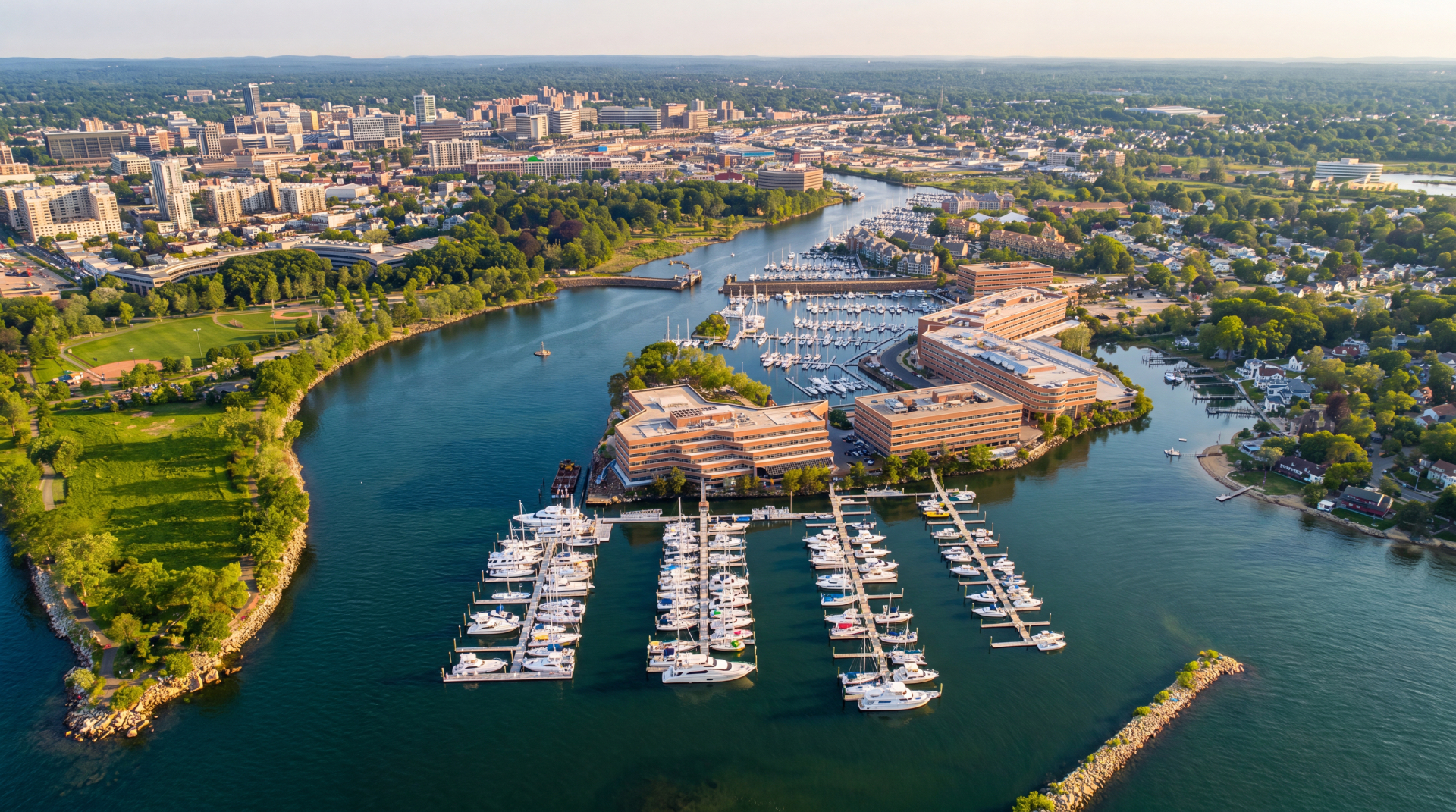 Aerial view of Stamford, Connecticut