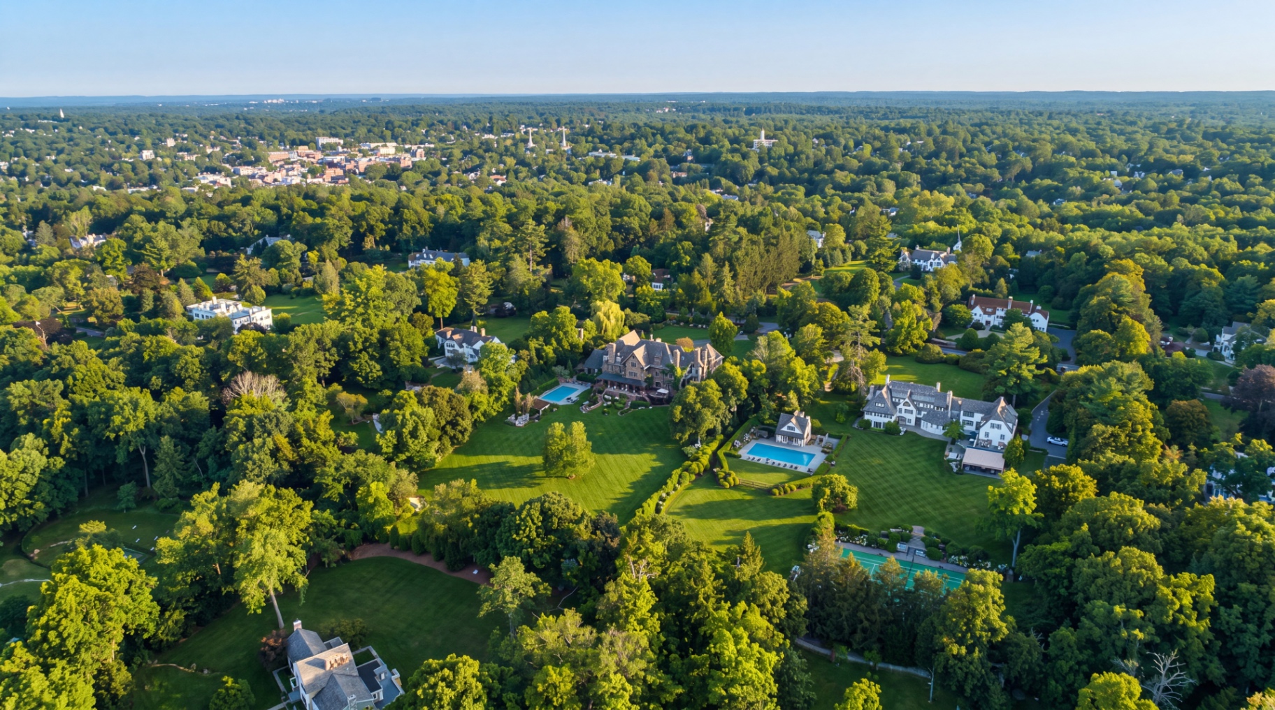 Aerial view of New Canaan, Connecticut