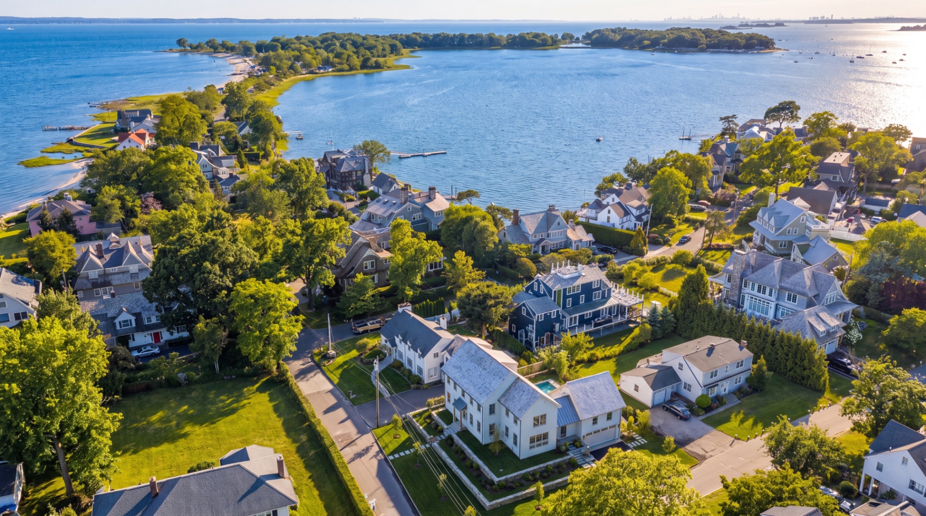 Aerial view of Greenwich, Connecticut